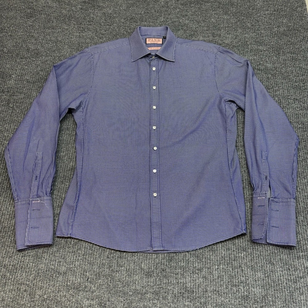 Thomas Pink Prestige Slim Fit Shirt Mens 16.5 Blue White 100%‎ Cotton